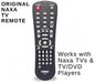 Naxa original replacement remote control for Naxa NT and NTD 12-volt TVs and TV/DVD combo players, gray plastic design with buttons