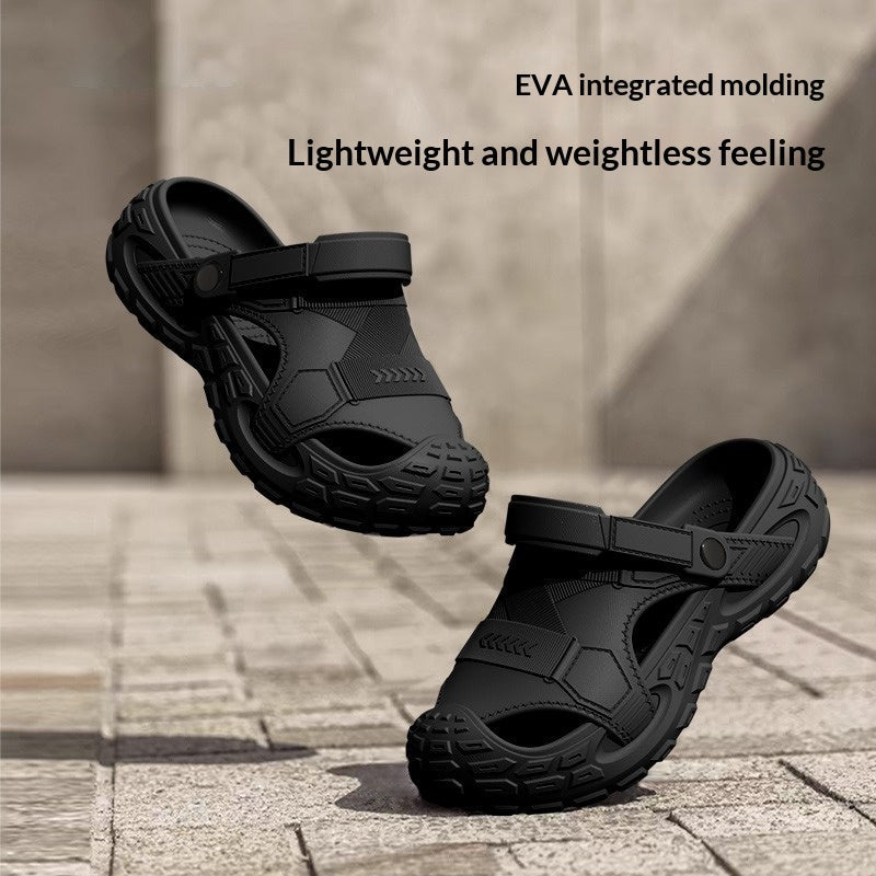 Summer outdoor non-slip soft-soled closed-toe half-slippers in a lightweight casual design