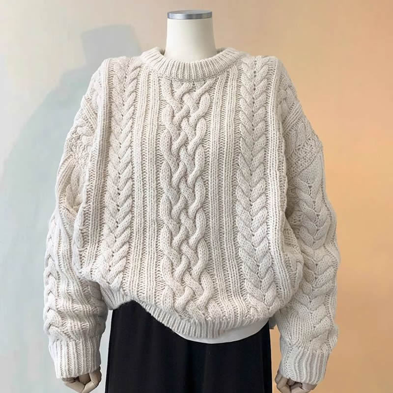 Women's loose outerwear sweater top in a relaxed fit, shown in a neutral colorJapgolly