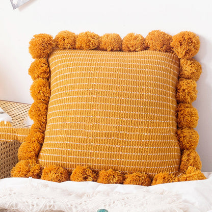 Knitted throw pillow cushion with textured pillowcase for bed or sofa, decorative waist pillowynd.