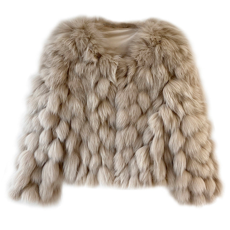 Women's winter faux fox fur coat by My Store in a plush, full-length design