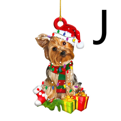Christmas wooden pendant decorations hanging as festive tree ornaments in assorted seasonal shapes
