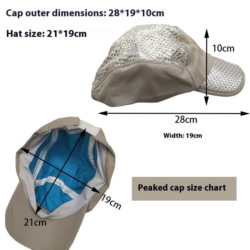 Ice-sensitive sun protection cooling cold air conditioning cap with adjustable brim and lightweight design