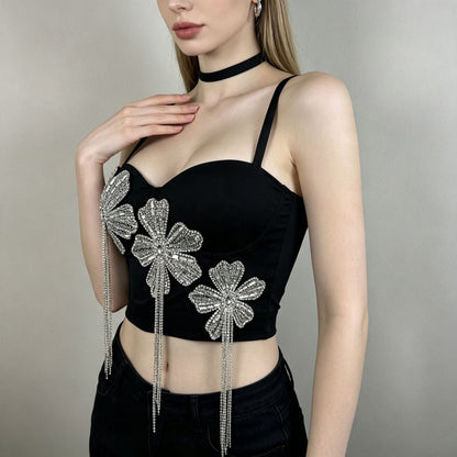 High-end shapewear fishbone corset with chest pads, shown in outerwear design