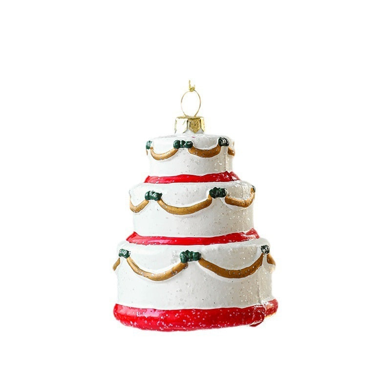 Painted plastic Christmas tree pendant decoration, festive ornament hanging from a tree