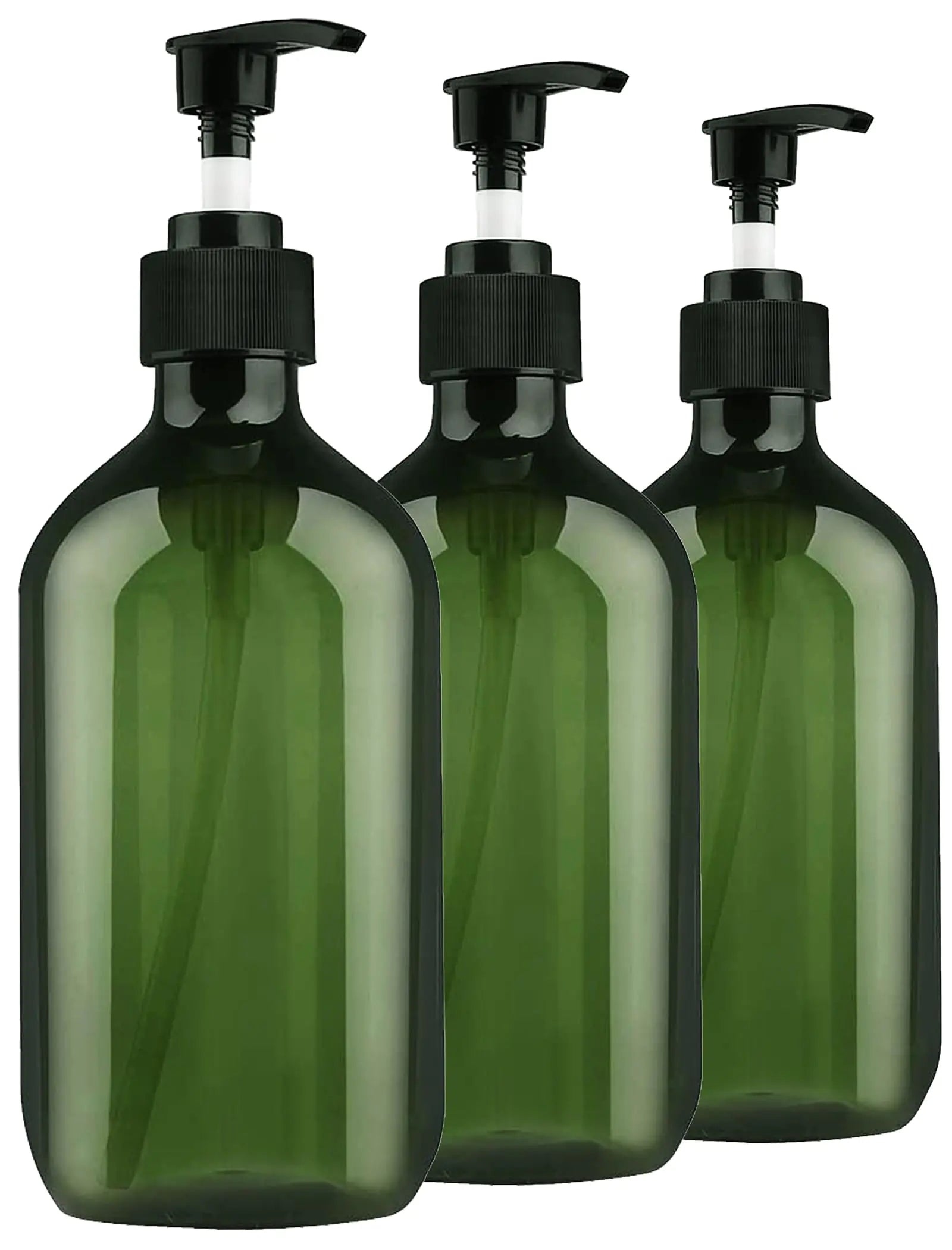 Empty Plastic Bottles with Pump Dispenser and 6pcs Labels Included Refillable Travel Containers for Hand sanitizer Shampoo Lotion etc - No BPA/Paraben 500ml/16.9oz (3 Pack(Green))