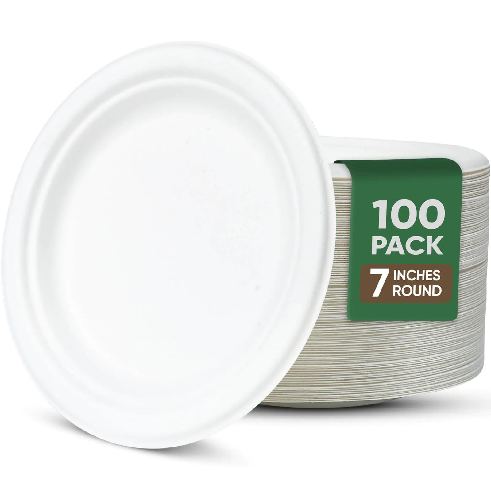 TaidMiao White Paper Plates 7 Inch Paper Plates 100 Pack Paper Plates Disposable Plates – 100% Compostable Plates Water & Oil Proof Small Paper Plates Microwavable Dessert Plates
