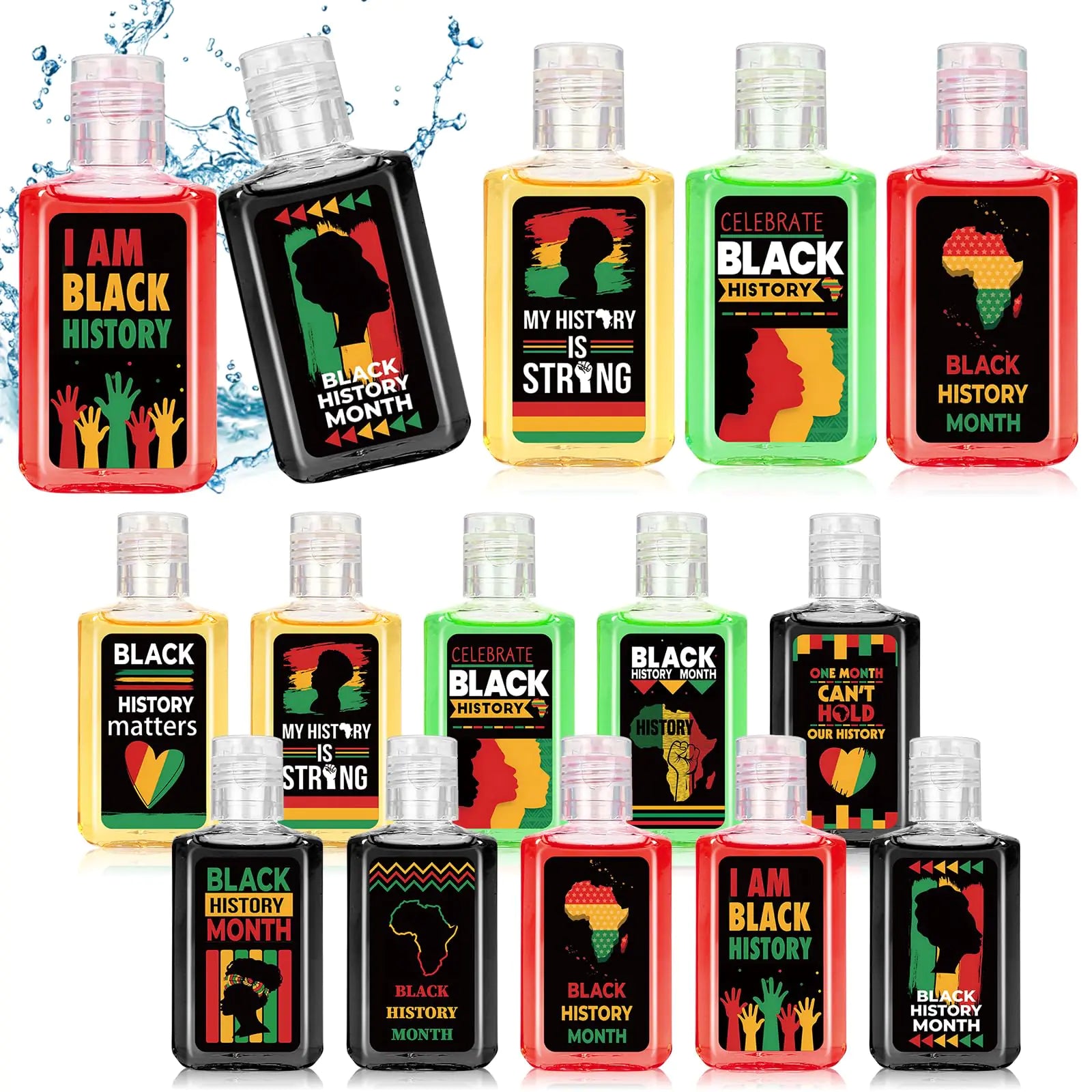 50 Pcs Black History Month Mini Hand Sanitizer Bulk Black History Month Gift Favors Small Hand Sanitizer for Guest 1fl oz Travel Size Hand Sanitizer Gift for Black History Month Party Supplies