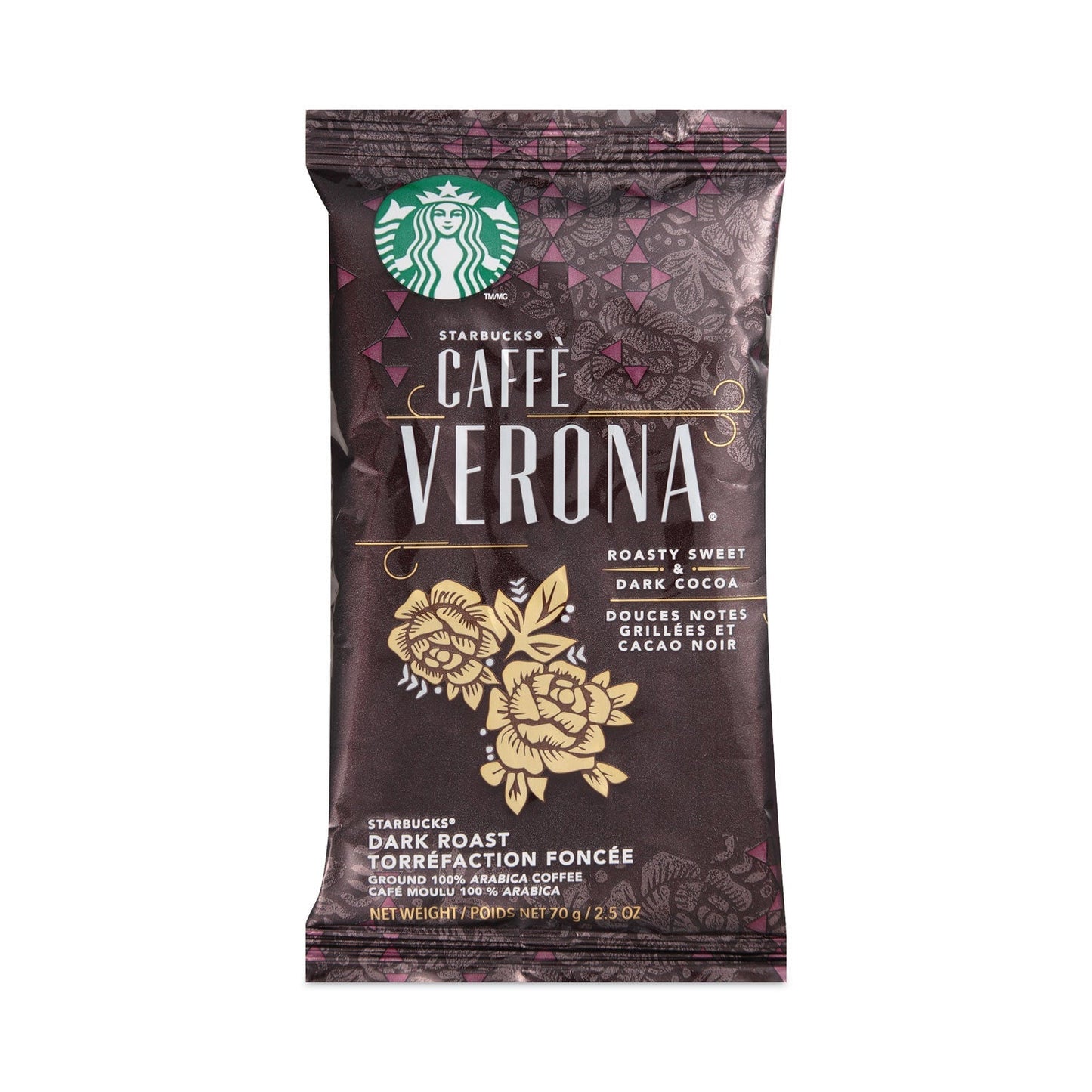 Starbucks Caffe Verona coffee fraction pack, 2.5 oz packets, 18-count box from 2xSavings, ready for brewing.