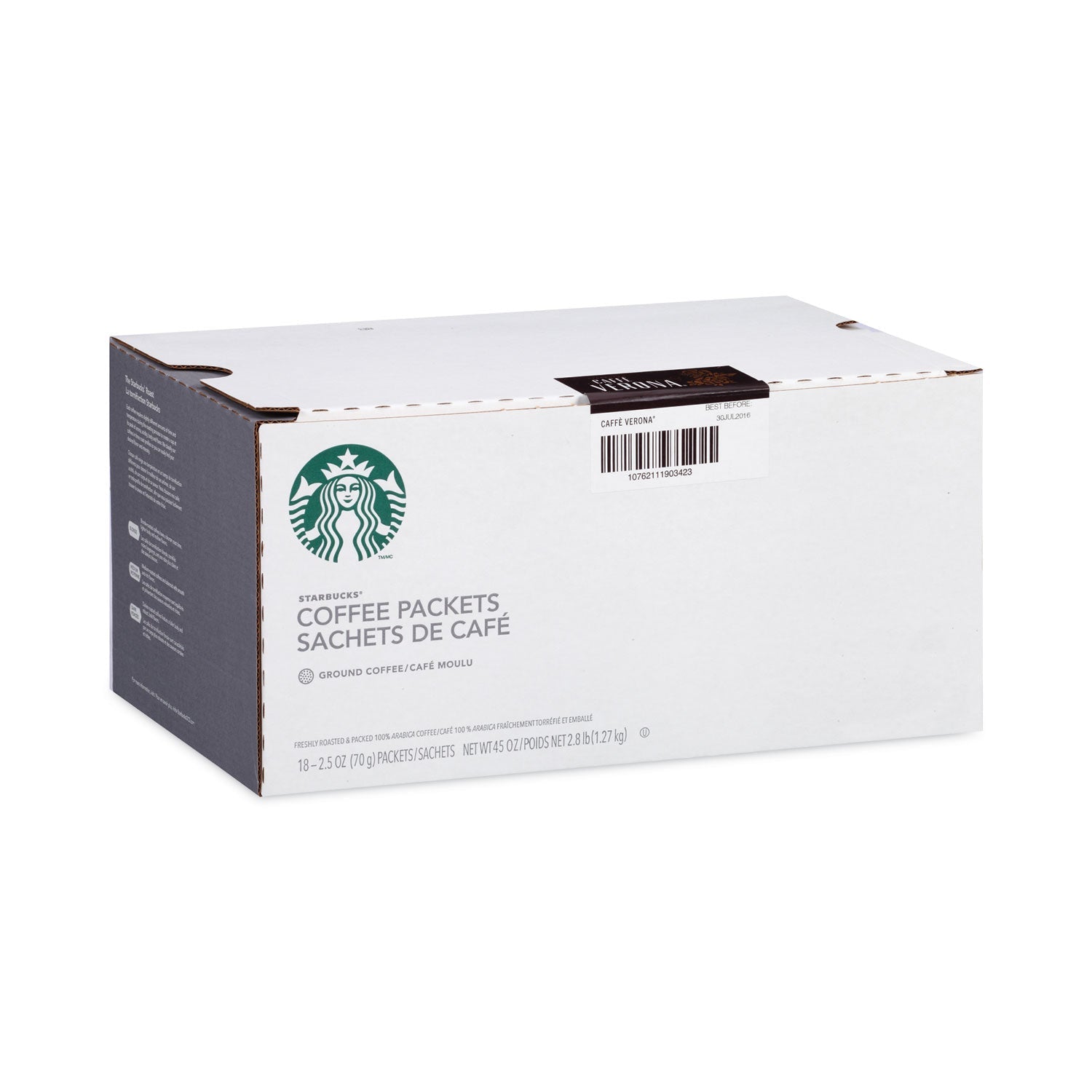 Starbucks Caffe Verona coffee fraction pack, 2.5 oz packet, 18-pack box from 2xSavings, premium coffee for brewing at home.