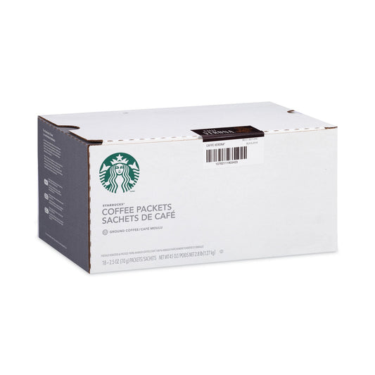 Starbucks Caffe Verona coffee fraction pack, 2.7 oz packets, 72 per carton, brewed coffee for rich flavor and aroma.