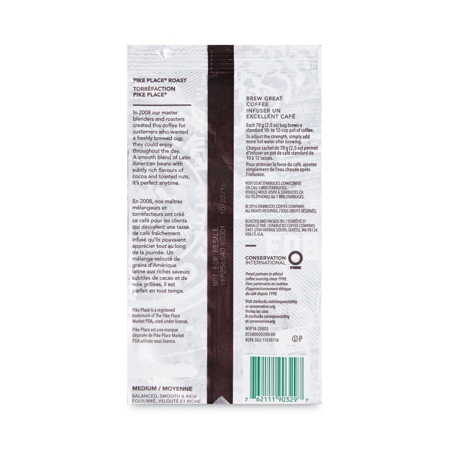 Starbucks Pike Place Coffee fraction pack, 2.5oz, 18-count box by 2xSavings, featuring individual coffee portion packs.