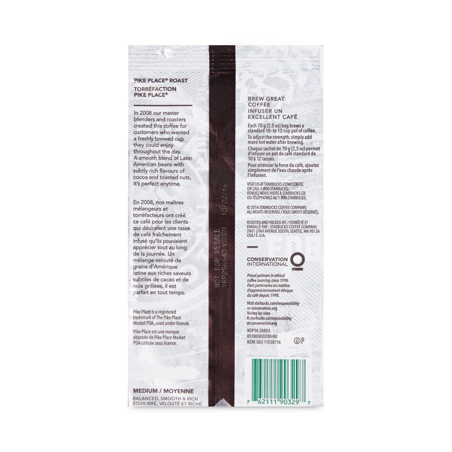 Starbucks Pike Place Coffee fraction pack, 2.7 oz packet, 72-count carton by 2xSavings, ready for brewing and daily enjoyment.