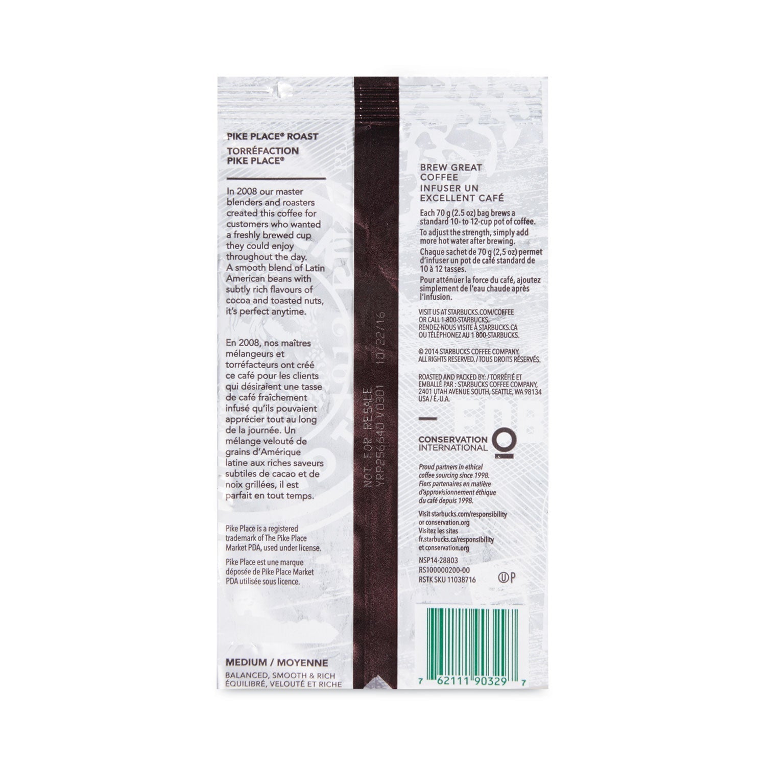 Starbucks Pike Place Coffee fraction pack, 2.7 oz packet, 72-count carton by 2xSavings, ready for brewing and daily enjoyment.