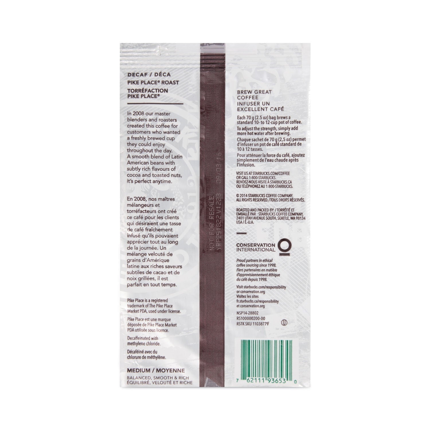 Starbucks Pike Place Decaf Coffee fraction pack 2.7 oz packets, 72 per carton, by 2xSavings, includes multiple coffee packets.