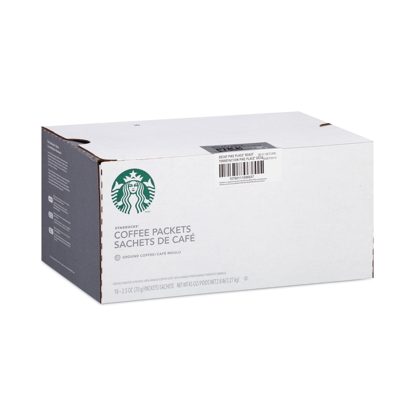 Starbucks Pike Place Decaf coffee fraction pack, 2.7 oz packet, 72-pack of coffee packets from 2xSavings.