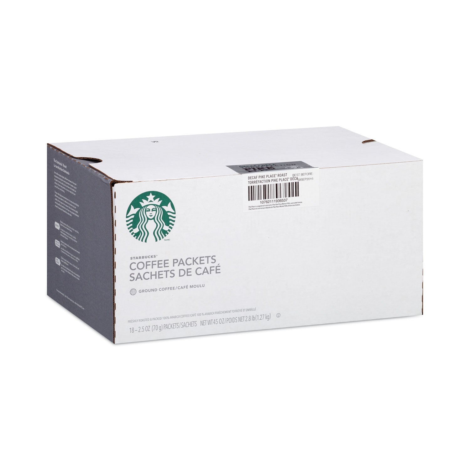 Starbucks Pike Place Decaf coffee fraction pack, 2.7 oz packet, 72-pack of coffee packets from 2xSavings.