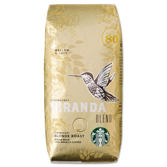 Starbucks Veranda Blend whole bean coffee in a 1 lb bag by 2xSavings, showcasing the coffee bag with branding and label details.