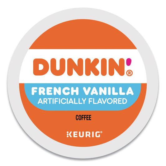 Dunkin Donuts French Vanilla K-Cup Pods for coffee makers, 22-count box, 2xSavings brand, coffee capsules in a box