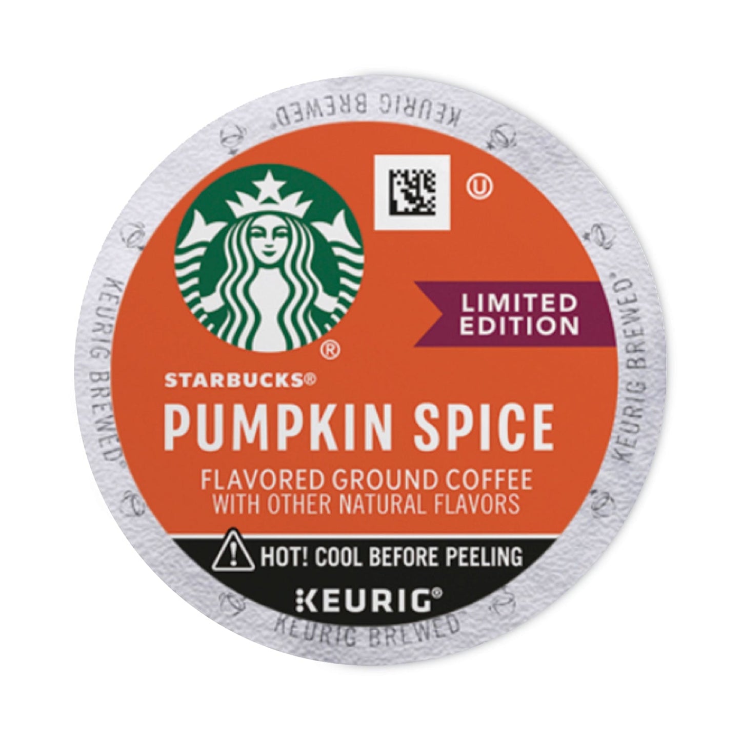 Starbucks Pumpkin Spice Coffee K-Cups in a 22-count box, 4 boxes per carton, by 2xSavings, featuring a coffee cup with pumpkin spice flavor