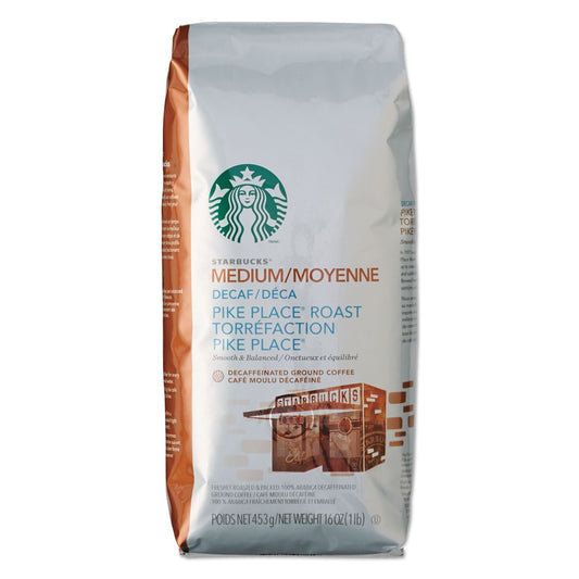 2xSavings decaffeinated Starbucks Pike Place Ground Coffee in a 1lb bag, bulk decaf coffee for brewing at home