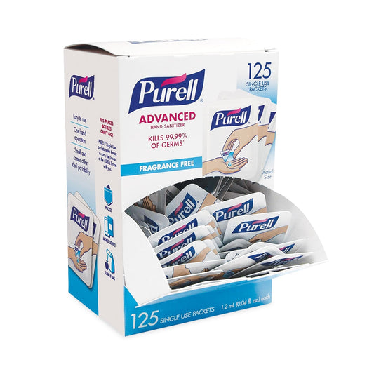 Purell single-use advanced gel hand sanitizer packet, fragrance-free, 1.2 mL, 125 per box, by 2xSavings.