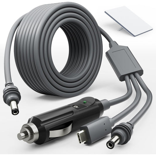 Tesery Starlink Mini 3-in-1 power cable with car, USB-C, and DC input ports, 2 to 5 meters long for versatile charging.