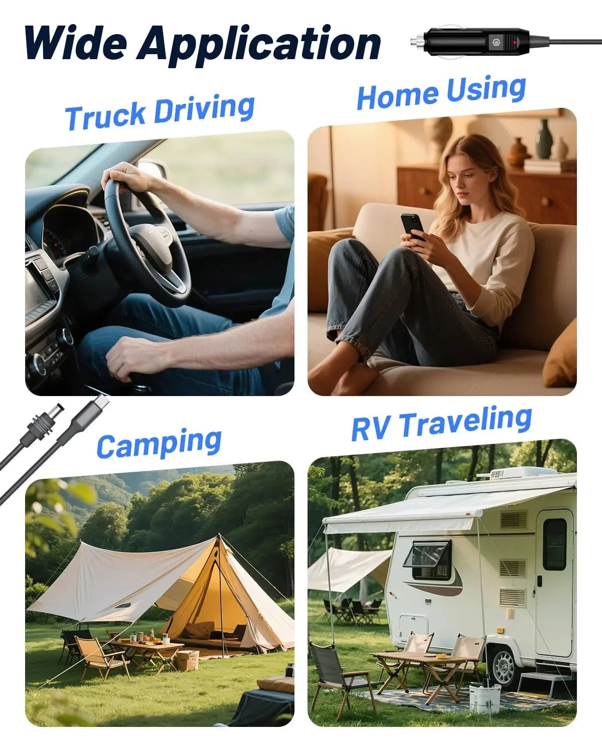 Starlink 3-in-1 cigarette lighter to DC 5521 power cable with Type-C, pure copper, 18AWG, waterproof silicone ring outdoor use