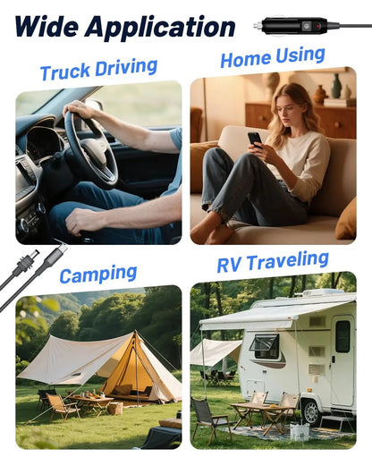 Starlink 3-in-1 cigarette lighter to DC 5521 power cable with Type-C, pure copper, 18AWG, waterproof silicone ring outdoor use