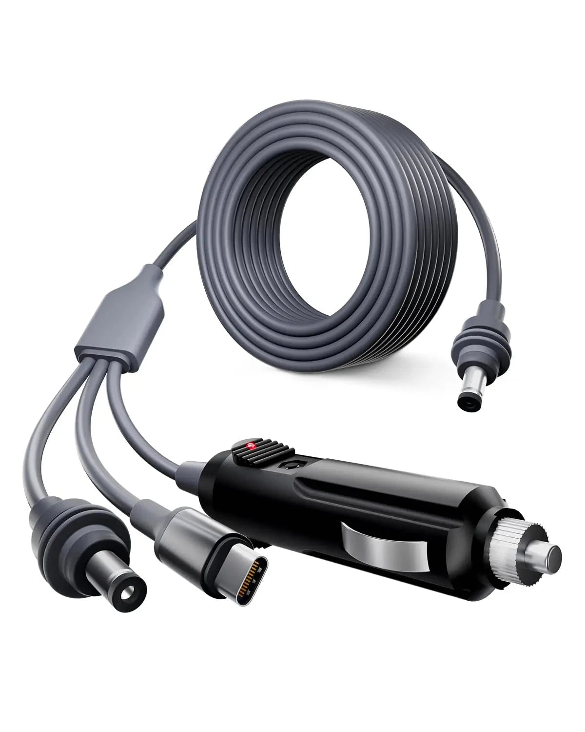 Starlink 3-in-1 cigarette lighter to DC 5521 power cable with Type C, pure copper, 18AWG, waterproof silicone ring for outdoor use.