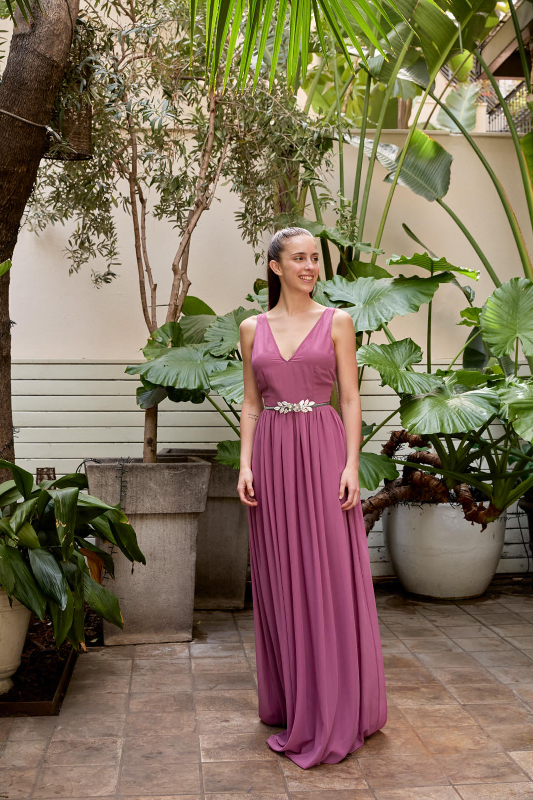 Ceylan Bcn long dress from GEA collection, featuring elegant fabric and stylish design, displayed on a hanger.