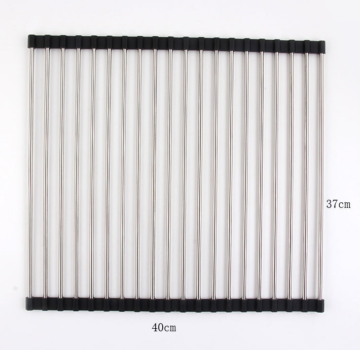Folding stainless steel kitchen sink drain rack by My Store