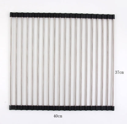 Folding stainless steel kitchen sink drain rack by My Store