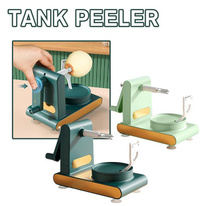 Hand-cranked multifunctional peeler machine with fruit corer and kitchen slicer tools