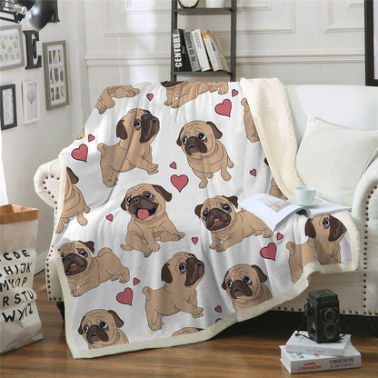 Double-layer thick cotton fleece puppy series blanket for sofa or cozy home use