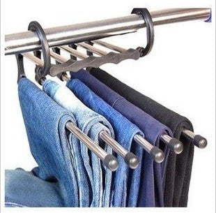 5-in-1 stainless steel multi-functional wardrobe hanger for clothes and pants rack