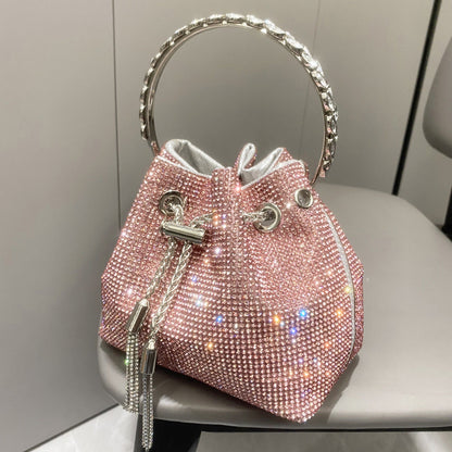 Shiny diamond handbag for women with sparkling rhinestone detailing