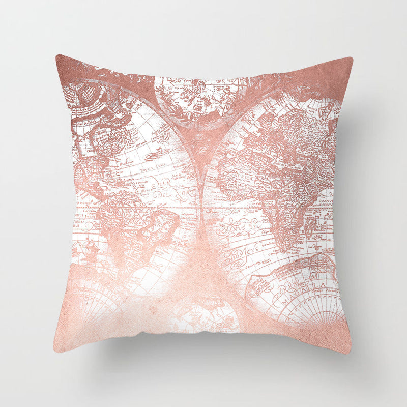 Pink sofa cushion pillowcase in soft fabric, showing a simple rectangular design for home décor