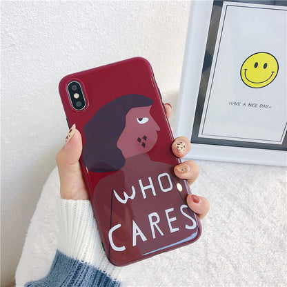 Han Feng wine red phone case with personality girl design