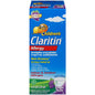 Children's Claritin grape oral solution bottle with dosing cap, 4 oz, Loratadine 5 mg/5 mL for allergy relief, non-drowsy.