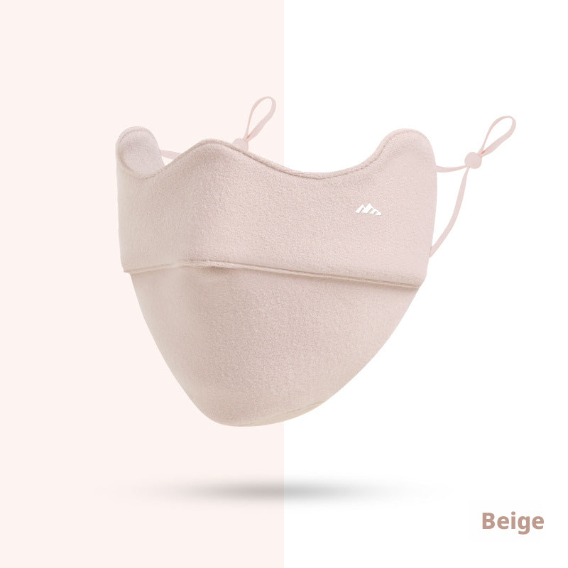 Beige windproof mask, 1 pack, front view