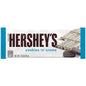 Hershey's Cookies 'n Creme candy bar, 1.45 oz, featuring white chocolate with cookie pieces, on a retail display.