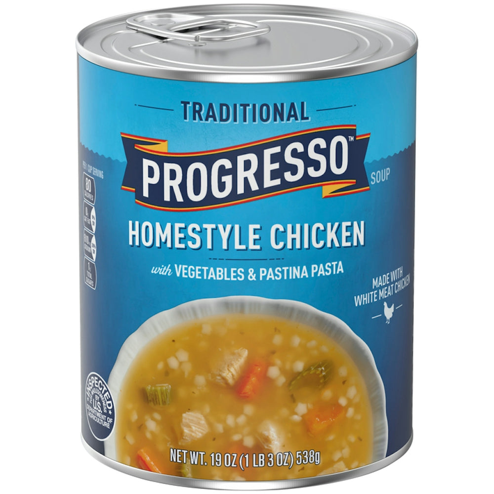 Progresso Traditional Homestyle Chicken Soup Vegetables Pearl Pasta 3-19 Oz Cans