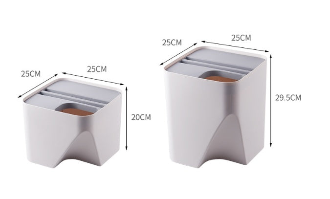 Stacked kitchen trash can recycle bin for dry and wet waste separation, suitable for bathroom use