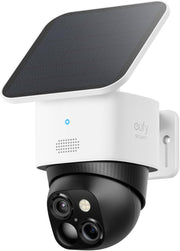 eufy Security SoloCam S340 Solar Security Camera Wireless Outdoor Camera 360 Degree Pan & Tilt Surveillance No Blind Spots 2.4 GHz Wi-Fi No Monthly Fee HomeBase S380 Compatible (Renewed)