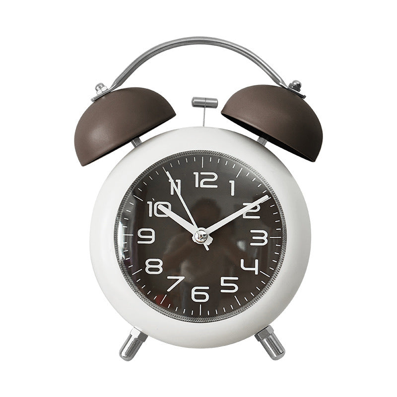 Large size mechanical metal alarm clock with twin bells and classic clock face