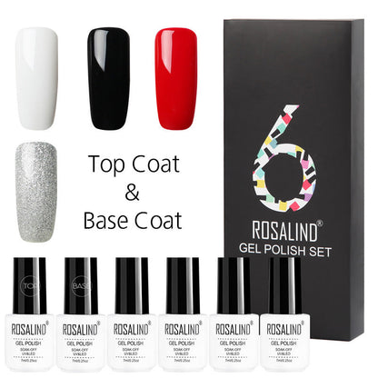 Six-color solid color gel polish set in a gift box for manicure