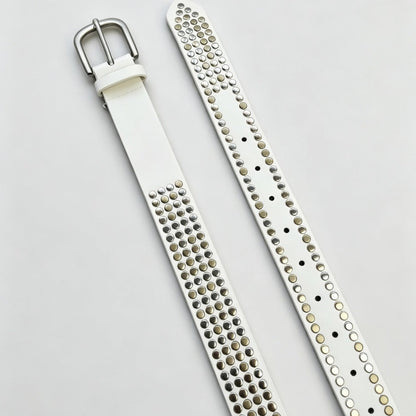Black and white minimalist fashion belt with a sleek contrasting design