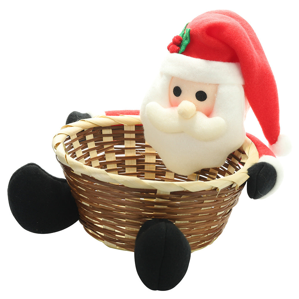 Christmas decorations fruit basket with festive holiday fruit ornaments and decorative greenery