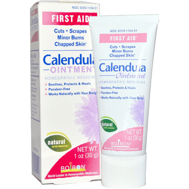 Pasteur Pharmacy Boiron First Aid Calendula Ointment 30g jar, herbal healing ointment for minor skin irritations and cuts.
